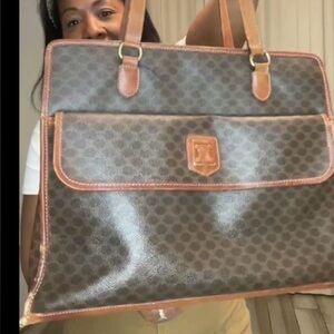 Celine Dark Brown and Tan Patterned Tote large.